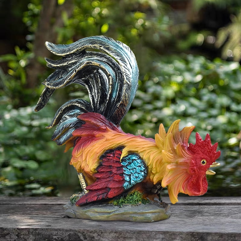 Rooster Decor, Chicken Animal Yard Art Lawn Ornament Figurines Artwork, Chicken Yard Art Sculpture Outdoor Figurines, Rooster Kitchen Decor for Backyard, Lawn, Patio Decoration