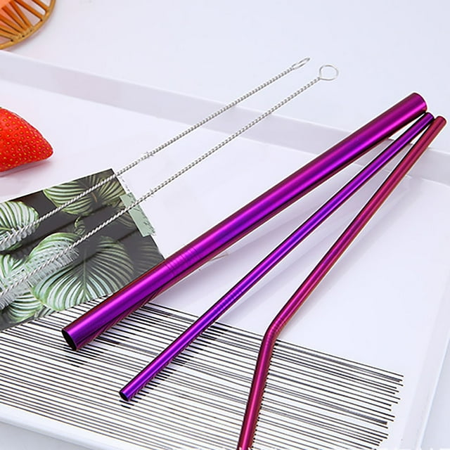 Amzcrzy Straws 304 Stainless Steel Straw Set Cloth Bag Metal Straw Portable Set Restaurant Beverage Straw Set Color Snore Piece Reusable Straws Coffee Straws