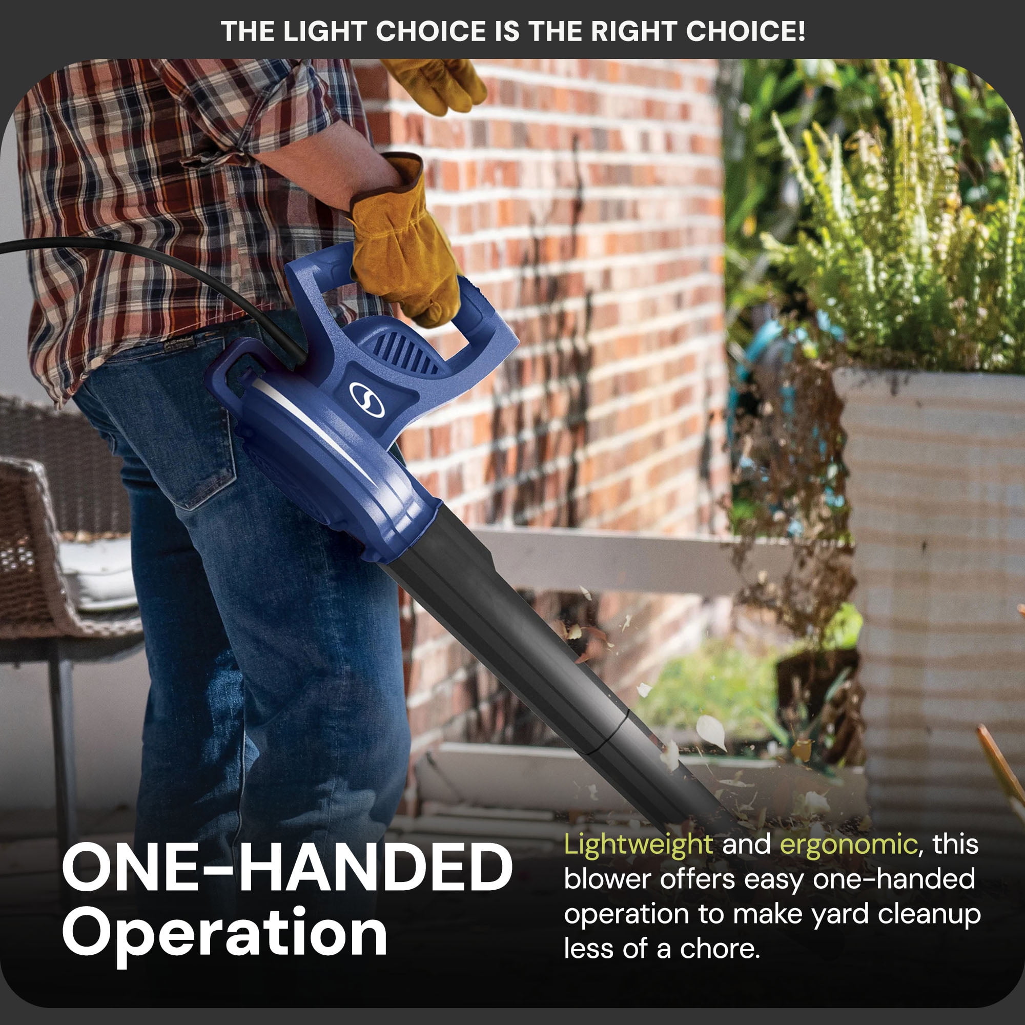 Open Box Sun Joe 6-Amp 155 mph Corded Handheld Leaf Blower, Light-Duty Lawn Tool, Blue