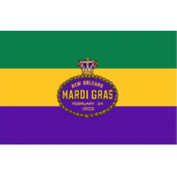 REX MARDI GRAS BANNER W/ GROMMETS 2'X3' Flag Rough Tex® 100D