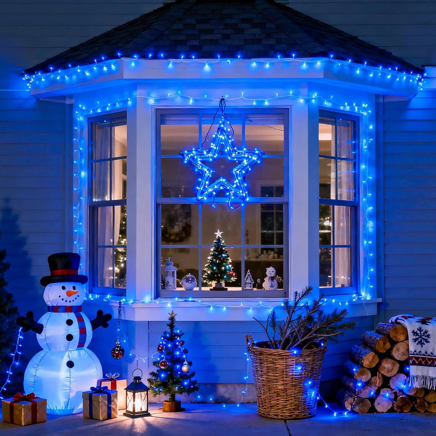 JMEXSUSS 33ft 100 LED Blue Christmas Tree Lights, 8 Modes Blue LED Christmas Lights Indoor, Blue Fairy String Lights Outdoor Waterproof for Christmas, Christmas Tree Decorations, Xmas, Party, Garden
