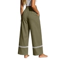 thumbnail image 4 of hlysgo Women's Casual High Waist Pants Tassel Drawstring Lace Trim Wide Leg Palazzo Pant Flowy Boho Casual Trousers with Pockets Army Green,M, 4 of 4