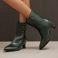 thumbnail image 7 of Bnwani Women Boots Winter Fashion Pointed Zipper Low-Heel Ankle Fleece Warm Casual Solid Boot Green Size 9.5, 7 of 7