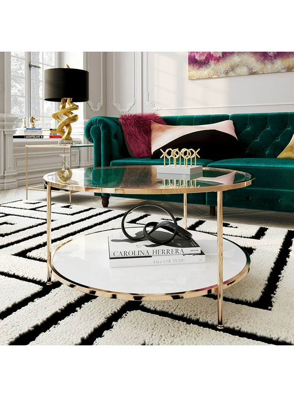Ember Interiors Rambix Glam Round Coffee Table, Gold