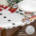 thumbnail image 3 of Beige Christmas Round Tablecloth, Fitted Table Cover with Elastic for 45"-54" Round Tables, Snowman Xmas Tree Elk Poinsettia Table Cloth Outdoor Indoor Dinning Party Waterproof Tablecloths, 3 of 7