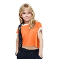 thumbnail image 6 of Zanarzt Girls Summer Short Sleeve T-Shirt Girls Athletic Oversized Crop Tops Kids Drop Shoulder Short Sleeve T Shirts Workout Tees 9-10 Years,Orange, 6 of 7