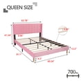 thumbnail image 4 of AUFANK Queen Bed Frame Upholstered Platform with Wooden Slats, Noise-Free, Pink, 4 of 7