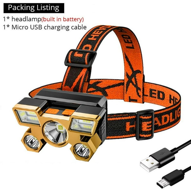 Bombilla 5xLED 1200mAh Faro portátil USB Recargable Faro de pesca al aire libre Wdftyju Para estrenar
