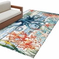 thumbnail image 2 of Area Rug 48×72in, Ocean Octopus Starfish Coral Floor Carpet Living Room Rug, Water Monster Blue Wood Board Non-Slip Welcome Mat Indoor Rugs for Bedroom Dining Room, 2 of 9