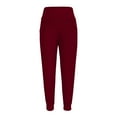 thumbnail image 4 of Tuphregyow Women's Slim Skinny Pants Pleated Comfy Elastic Trousers New Style Solid Breathable Classic Trendy High Waist with Pockets Pants Stretch Fashion Red XXL, 4 of 6
