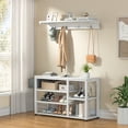 thumbnail image 6 of Noelse Hall Tree with Bench, 4 in 1 Coat Rack Set, Industrial Bench with 4 Hooks, 5 Storage Shoe Cubbies, for Entryway, Hallway,White, 6 of 10