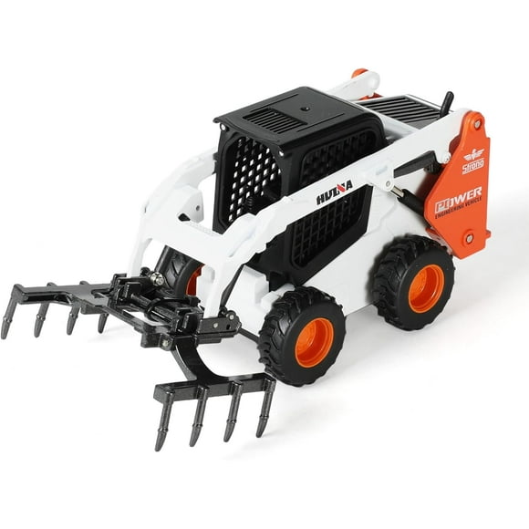 Nuotie Grab Bucket Truck Toys, All-Metal Die-Cast Construction Claw Crane with Arm & Opening Bucket, 1:50 Scale Mini Excavator Model Collector's Desk Decor Gift for Kids & Adults- White