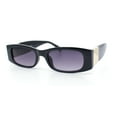 thumbnail image 4 of Womens Metal Pyramid Jewel Hinge Narrow Rectangle Retro Chic Plastic Sunglasses Black - Smoke, 4 of 6
