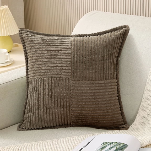 KMMYS Decorative Throw Pillowcase 18x18 Inch, Furry Soft Cotton Spandex Pillow Covers for Couch, Living Room, Bedroom, Boho, Cottage Style, Embroidered Velvet Cushion Cover