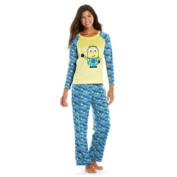 Despicable Me Despicable Me Women S Pajama Minions Graphic Top With Lounge Pants 2 Piece Sleepwear Set Yellow Size Large Walmart Com Walmart Com