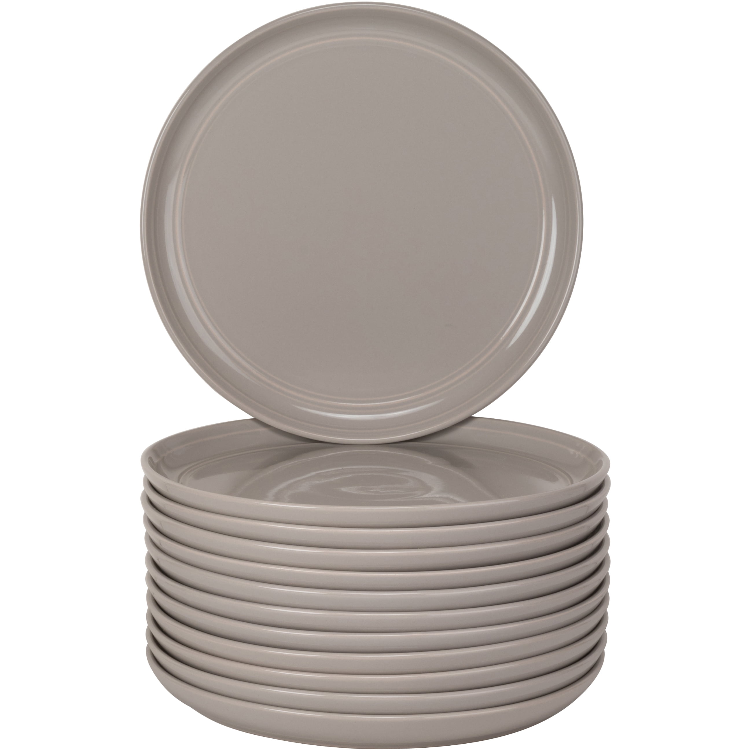 10 Strawberry Street Double Line Catering Pack, Set of 12 Gray Salad Plates 8.25"