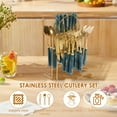 thumbnail image 3 of Austok 24 Piece Silverware Set with Hanging Holder Stainless Steel Flatware Set Service for 6 Utensils Set Mirror Polished Tableware Set Forks Knives Spoon Set for Home Kitchen, 3 of 7