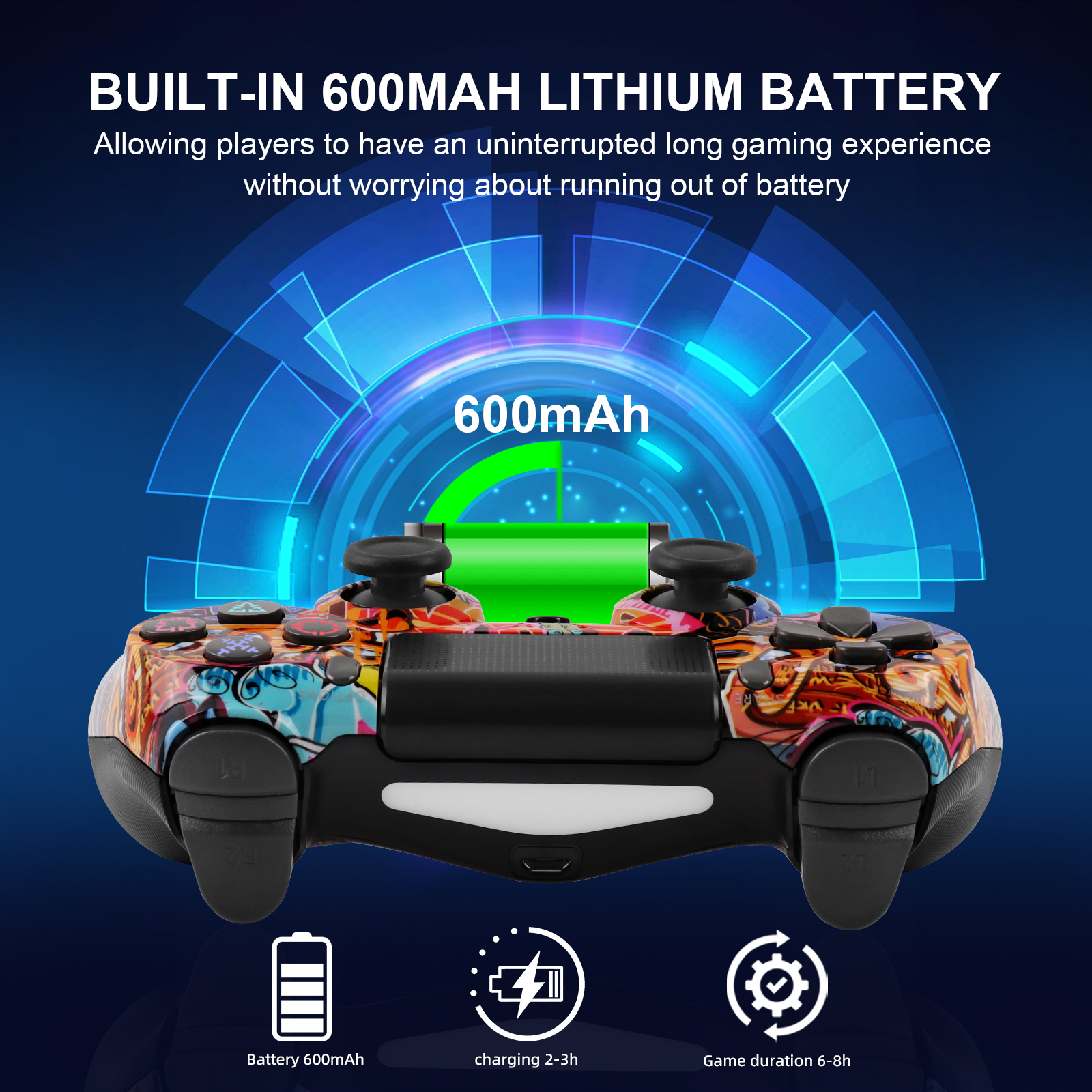 Wireless Controller for PS4, Remote Control Compatible with Playstation 4/PS4 Slim/PS4 Pro/PC (Graffiti)