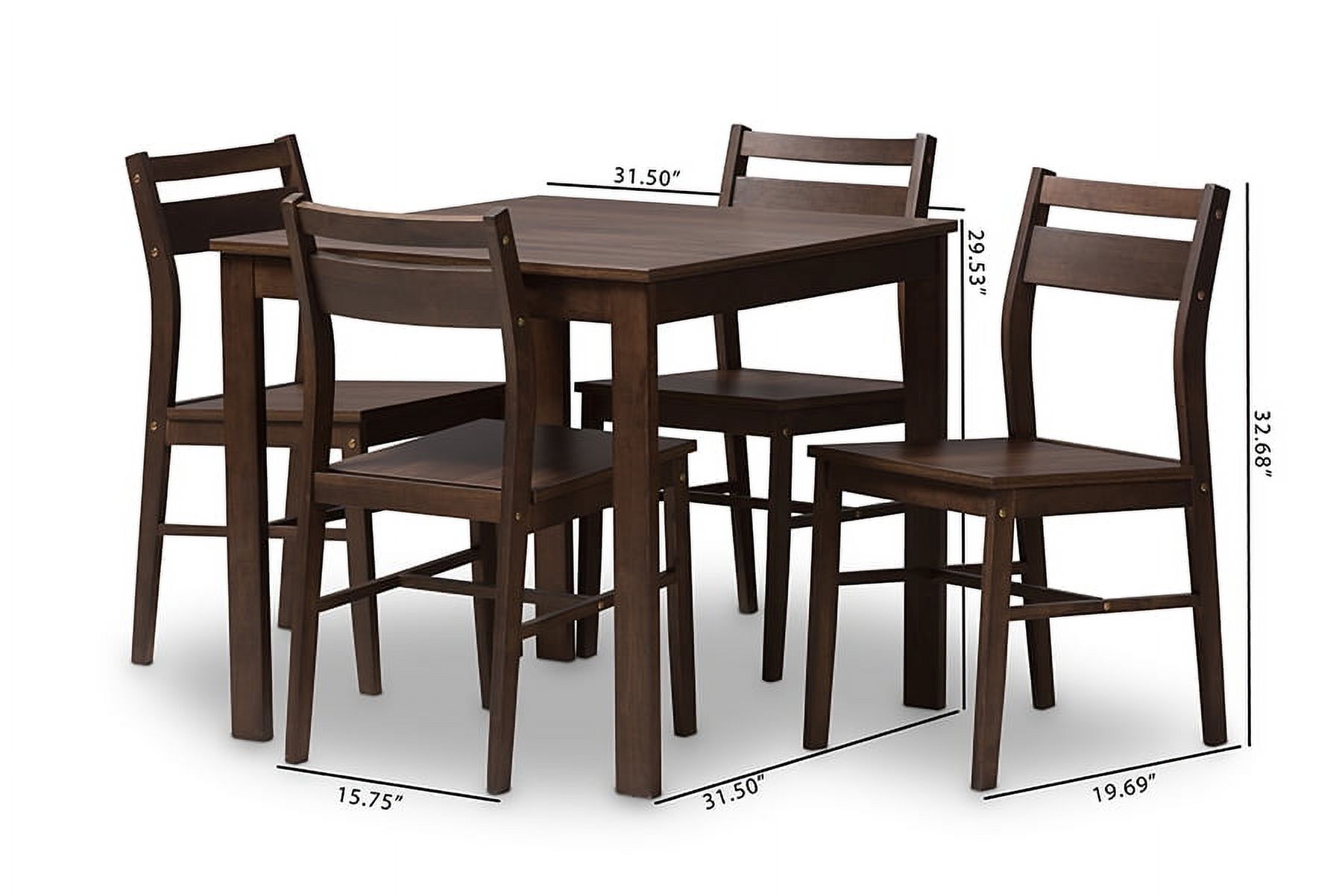 Baxton Studio Lovy Modern and Contemporary Walnut-Finished 5-Piece Dining Set - image 2 of 6