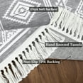 thumbnail image 4 of Garvee 9'x12' Large Boho Tassel Area Rug Geometric Bordered Low Pile Stain Resistant Accent Rug Washable Rugs for Living Room Bedroom, Gray, 4 of 7