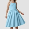 thumbnail image 2 of Gubotare Dresses for Little Girls Little Girls Vintage Spaghetti Strap Dress Kids Sundress Casual Dresses (Blue,Size 6-7 Years), 2 of 8