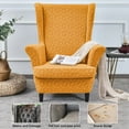thumbnail image 5 of Eurhowing 2Pcs Wingback Chair Cover, Stretch Spandex Jacquard Armchair Slipcovers with Cushion Cover, Living Room Furniture Protector for Pet & Kids, Orange, 5 of 7