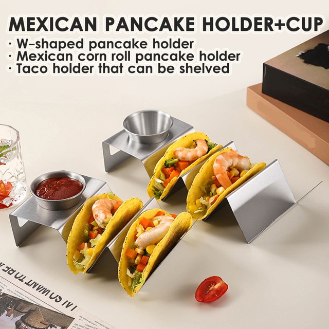 Ganfancp 2 Portapasteles de Rejilla con Taza Acero Inoxidable Mexicaneds Portapastelitos Torre con Capacidad para Una Taza Portapanqueques En Forma de W Ofertas Del Día 1X Burrito Rack