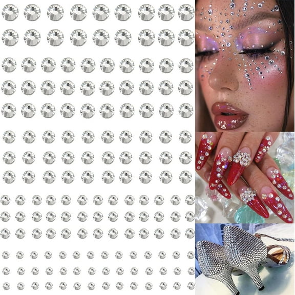 2888 Pcs Flat Back Rhinestones for Crafts Self Adhesive Rhinestones for Makeup 5 Size Face Gems Body Jewels Hair Nail Art Making, Christmas Craft DIY Home Decor 3mm 4mm 5mm 6mm 8mm