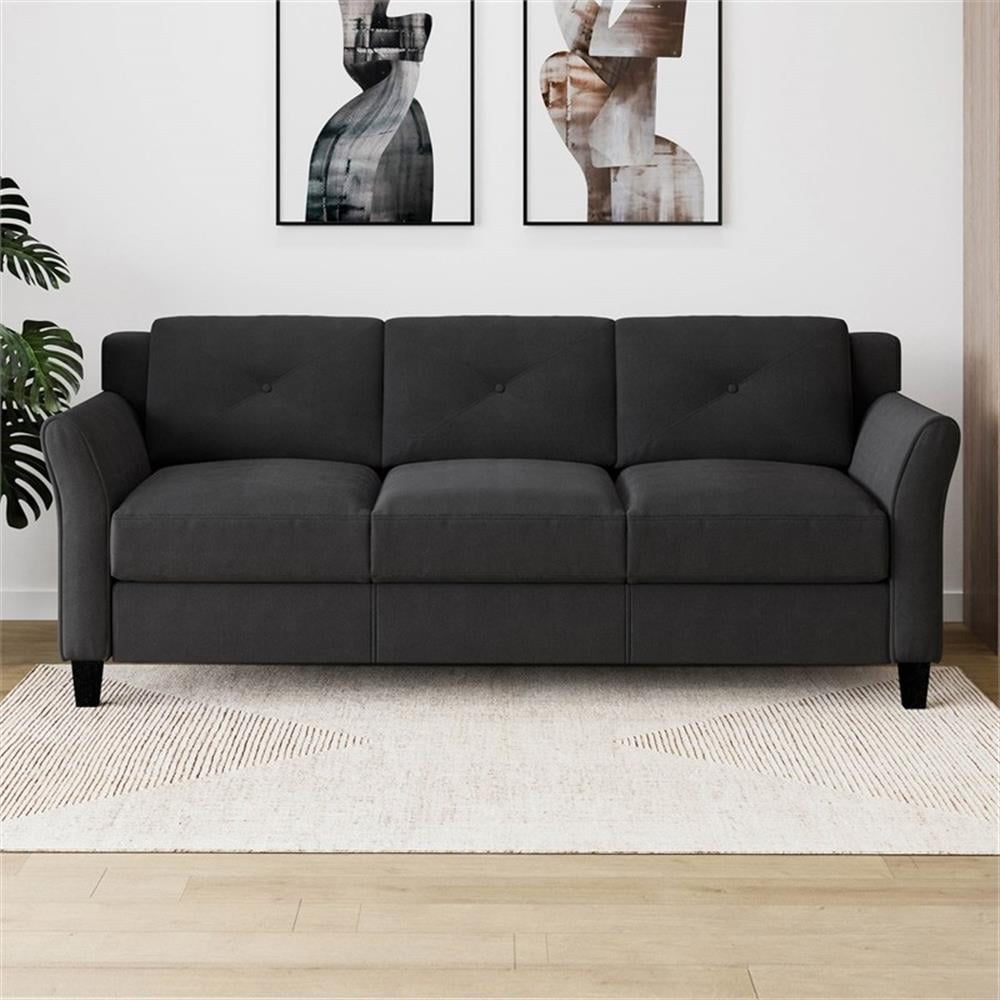 Home Square 3-Piece Set with Microfiber Chair & Loveseat & Sofa in Black