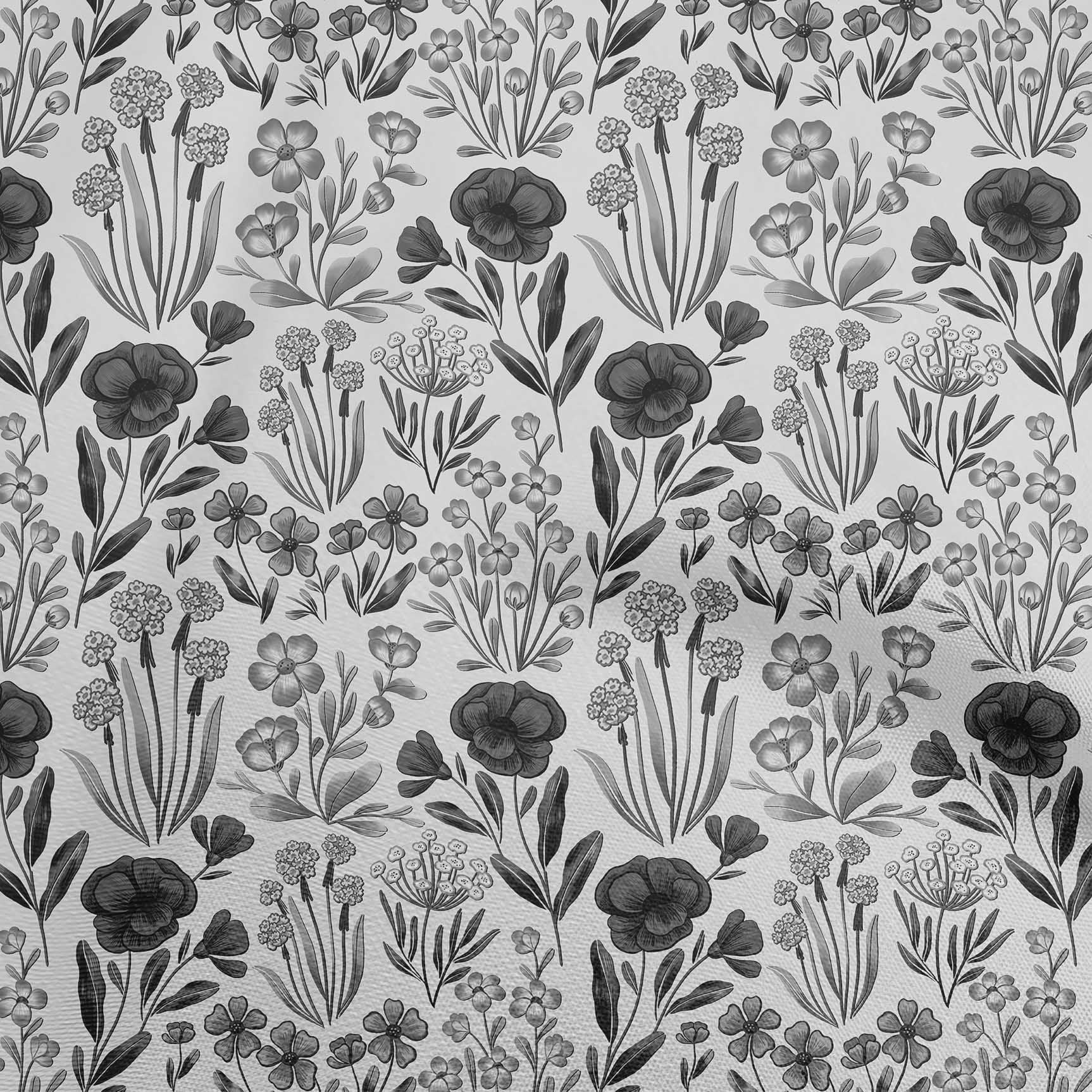 oneOone Polyester Spandex Gray Fabric Floral Retro Sewing Craft Projects Fabric Prints By Yard 56 Inch Wide