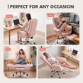 thumbnail image 5 of Genpo Cross Legged Office Chair, Criss Cross Desk Chair with Wheels, Pink Teddy Fleece Big and Tall Reclining Office Chair 500lbs with Foot Rest, Reversible Armrests & Wide Seat, 5 of 6