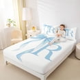 thumbnail image 3 of Erosebridal Blue Bowknot Full Size Sheets for Girls, Monogrammed R Bed Sheets, 4pcs, 1 Flat Sheet, 1 Fitted Sheet and 2 Pillowcases, 3 of 5