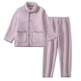 thumbnail image 1 of Toddler Fleece Pajamas Set Winter Solid Warm Home Wear, 1 of 2