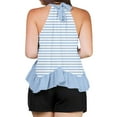 thumbnail image 5 of Ltctricy Women's Tank Tops Sleeveless Adjustable Tie Neckline Ruffle Hem Striped Flowy Halter Tops Casual Loose Camisole Shirts, 5 of 7