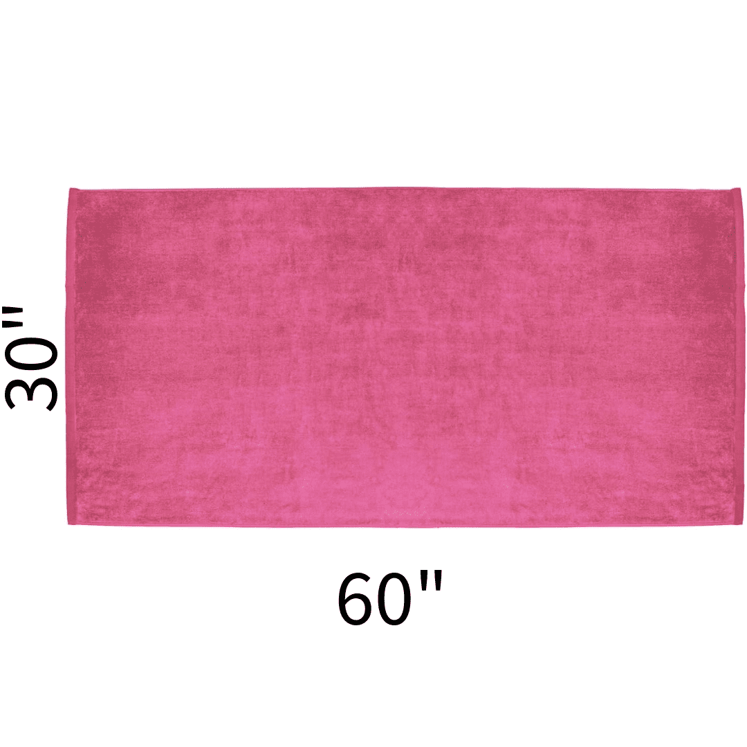 ELEGANI Oversized Large Terry Velour Beach Towel - Hot Pink - 35” x 60” - 100% Ring Spun Cotton