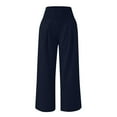 thumbnail image 3 of Aboser Womens Cotton Linen Palazzo Pants with Pockets Smocked High Waisted Pants Loose Fit Beach Lounge Pants Flowy Wide Leg Travel Trousers Navy XXL, 3 of 6