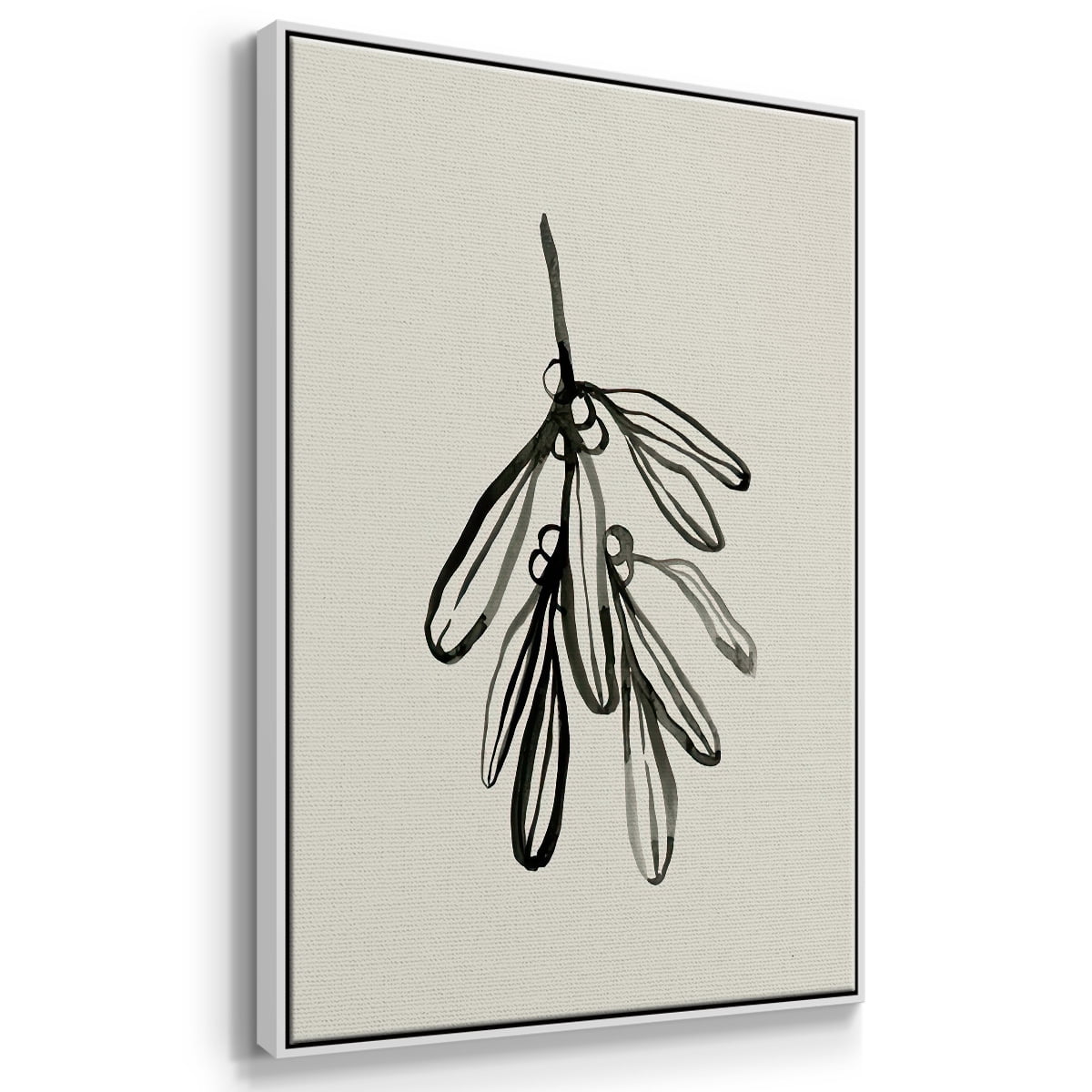 Mistletoe Sketch I - Framed Gallery Wrapped Holiday Canvas - 17 x 25 - White Frame