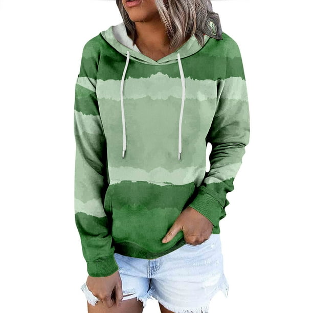 nsendm Womens Sweatshirt Adult Female Clothes Women Hoodie Women Casual  Gradient Color Wave Print Hooded Pockets Sweatshirt Long Hoodie Jacket D  Size XL 