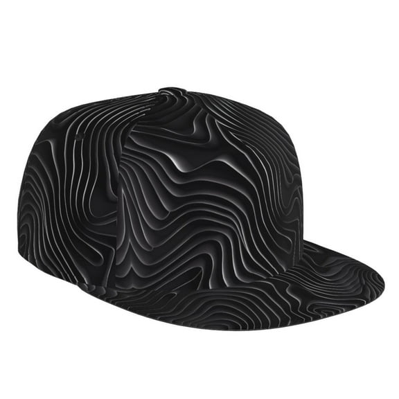 Flat Bill Trucker Hats for Women Men - Abstract Black And White Waves Adjustable Flat Baseball Cap Snapback Hats Dad Hats for Men