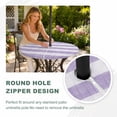 thumbnail image 5 of Round Outdoor Tablecloth with Umbrella Hole and Zipper, Purple Striped Fitted Table Cover with Elastic Edge for 45-54 Inch, Farmhouse Vintage Stripes Waterproof Patio Tablecoths for Picnic, 5 of 9