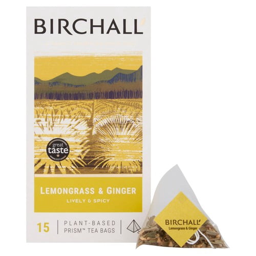 Birchall Lemongrass & Ginger - 15 Prism Tea Bags 15's, British Import (Pack of 3)
