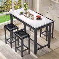 thumbnail image 2 of Counter Height Table Set of 5, Breakfast Bar Table and Stool Set, Minimalist Dining Table with Backless Stools, Wood Top Pub Table & Chair Set for Kitchen Apartment Bistro - Space Saving, 2 of 9