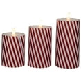 thumbnail image 5 of Northlight LED Flickering Flameless Candy Cane Striped Christmas Wax Pillar Candles - 6" - Set of 3, 5 of 6