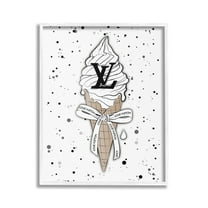 Stupell Industries Ice Cream on Modern Pattern Beauty & Fashion Painting White Framed Art Print Wall Art, 16 x 20