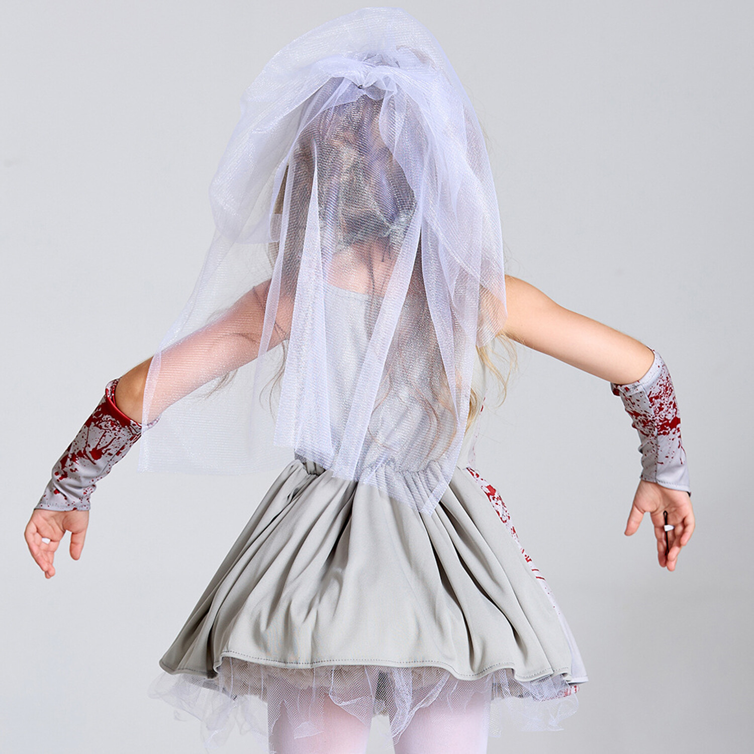 Phenas Girls Scary Bloody Ghost Bride Halloween Costume Horror Ghost Cosplay Dress-up - image 4 of 7