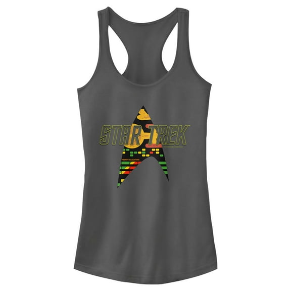 Junior's Star Trek Allocations Logo  Racerback Tank Top Charcoal 2X Large