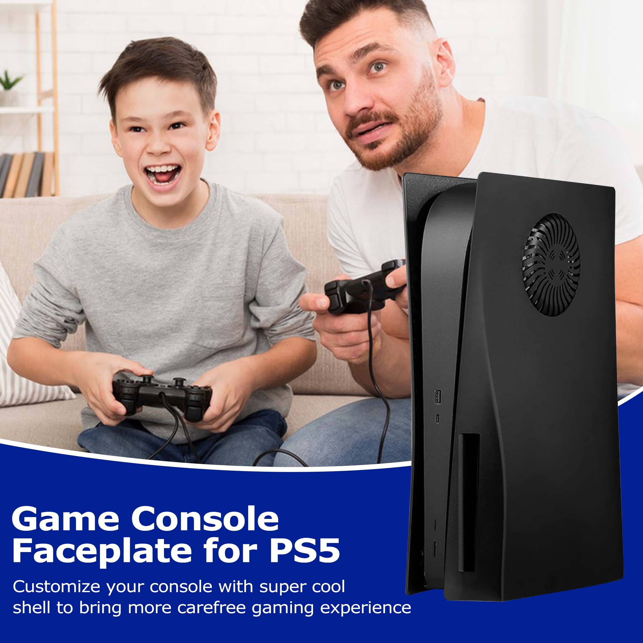 Faceplate for Original PS5 Disc Edition, PS5 Cover Plates with Cooling Vents & Dust Filter, Black