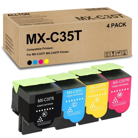 MX-C35T High Capacity Toner Cartridge Compatible for Sharp MX-C35TB MX-C35TC MX-C35TM MX-C35TY Toner Replacement for Sharp MX-C357F MX-C407P Printer(4-Pack)