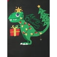 thumbnail image 6 of Family Matching Christmas Pajamas, Long-Sleeved Cartoon Dinosaur Print Tops + Plaid Pattern Trousers Sleepwear Outfits, 6 of 10
