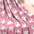 thumbnail image 2 of Pink Halloween Ghosts Blanket,Comfortable Soft Flannel Throw Blanket,All Season,Warm Lightweight Blankets for Sofa Bed Couch Living Room Chair,50"x60", 2 of 4